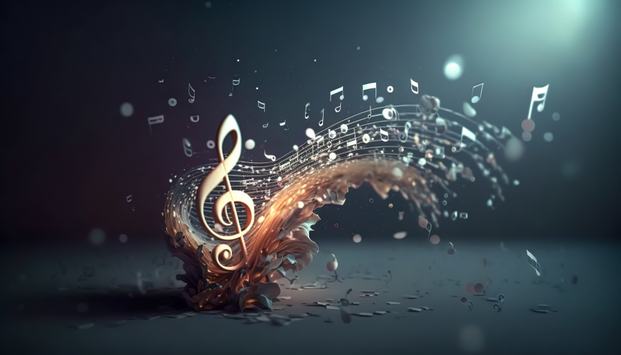 volumetric-musical-background-with-treble-clef-notes-generative-ai