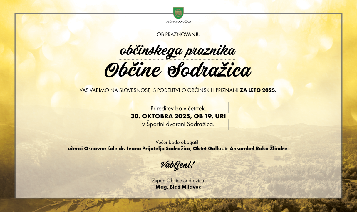 PRIREDITEV OB OBČINSKEM PRAZNIKU OBČINE SODRAŽICA